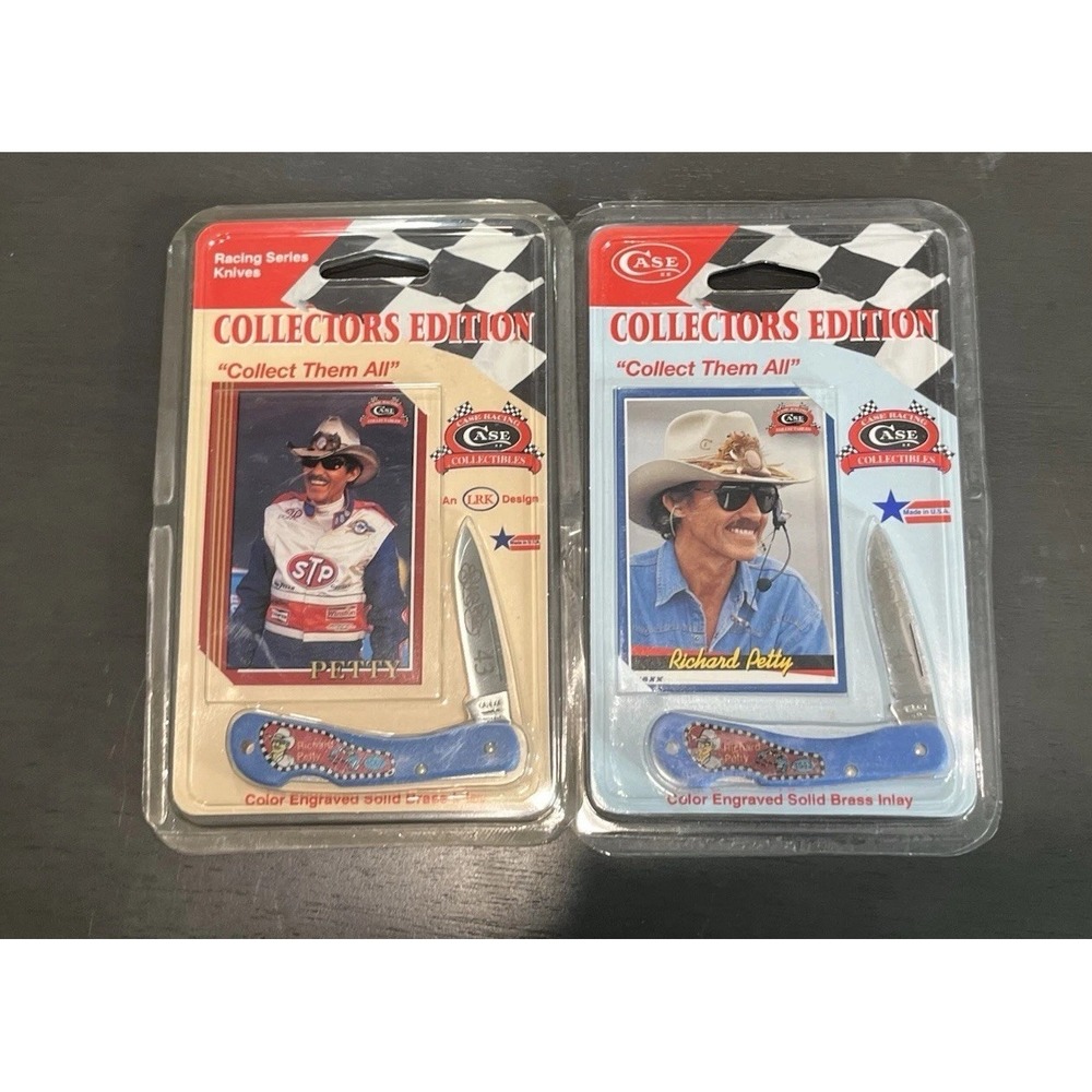 Lot Of 2 Vtg Case Knife Richard Petty Collectors Edition Knife Blue‎